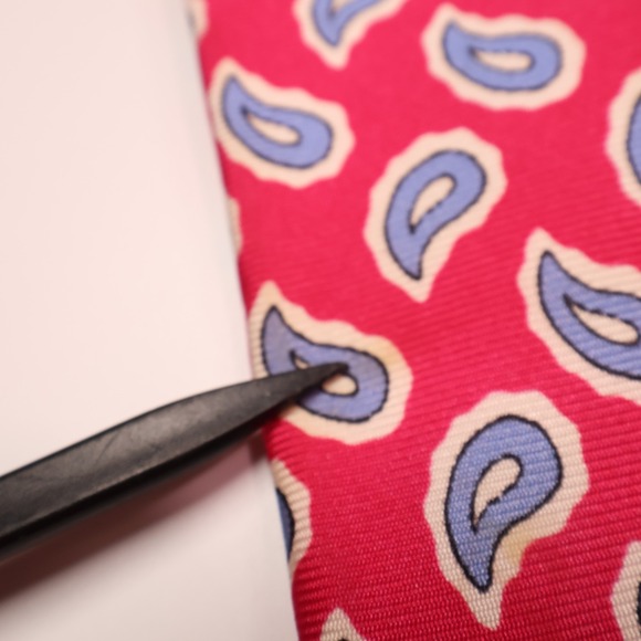 Ben Silver Silk Necktie Paisley Print Business Casual Breuer Tie - Minor Flaws - Picture 6 of 10